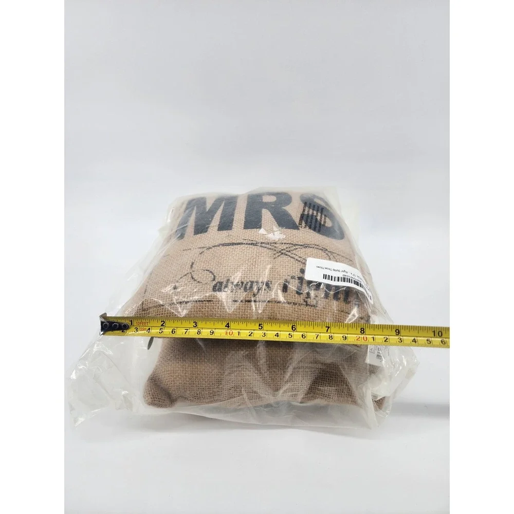 Mr and Mrs Burlap Throw Pillows Set‎ of 2 Rustic Brown small